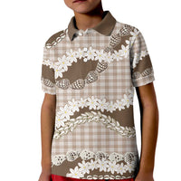 Brown Hawaii Tiare and Shell Lei Kid Polo Shirt Hawaiian Palaka Luxury Vibes - Polynesian Pride