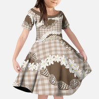 Brown Hawaii Tiare and Shell Lei Kid Short Sleeve Dress Hawaiian Palaka Luxury Vibes LT14 KID Brown - Polynesian Pride