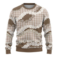 Brown Hawaii Tiare and Shell Lei Ugly Christmas Sweater Hawaiian Palaka Luxury Vibes - Polynesian Pride