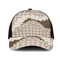 Brown Hawaii Tiare and Shell Lei Mesh Trucker Cap Hawaiian Palaka Luxury Vibes - Polynesian Pride