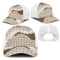 Brown Hawaii Tiare and Shell Lei Mesh Trucker Cap Hawaiian Palaka Luxury Vibes - Polynesian Pride