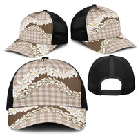 Brown Hawaii Tiare and Shell Lei Mesh Trucker Cap Hawaiian Palaka Luxury Vibes - Polynesian Pride