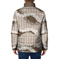 Brown Hawaii Tiare and Shell Lei Padded Jacket Hawaiian Palaka Luxury Vibes - Polynesian Pride