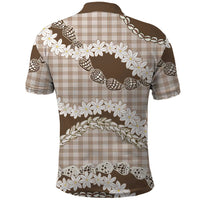 Brown Hawaii Tiare and Shell Lei Polo Shirt Hawaiian Palaka Luxury Vibes - Polynesian Pride