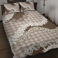 Brown Hawaii Tiare and Shell Lei Quilt Bed Set Hawaiian Palaka Luxury Vibes LT14 Brown - Polynesian Pride
