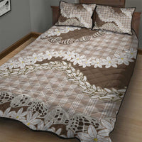 Brown Hawaii Tiare and Shell Lei Quilt Bed Set Hawaiian Palaka Luxury Vibes LT14 - Polynesian Pride