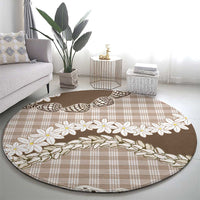 Brown Hawaii Tiare and Shell Lei Round Carpet Hawaiian Palaka Luxury Vibes - Polynesian Pride