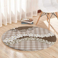 Brown Hawaii Tiare and Shell Lei Round Carpet Hawaiian Palaka Luxury Vibes - Polynesian Pride