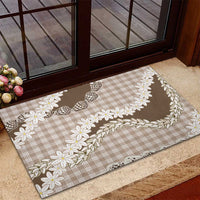 Brown Hawaii Tiare and Shell Lei Rubber Doormat Hawaiian Palaka Luxury Vibes LT14 - Polynesian Pride