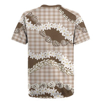 Brown Hawaii Tiare and Shell Lei Rugby Jersey Hawaiian Palaka Luxury Vibes - Polynesian Pride