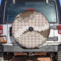 Brown Hawaii Tiare and Shell Lei Spare Tire Cover Hawaiian Palaka Luxury Vibes LT14 Brown - Polynesian Pride