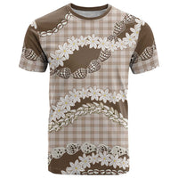 Brown Hawaii Tiare and Shell Lei T Shirt Hawaiian Palaka Luxury Vibes - Polynesian Pride