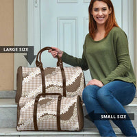 Brown Hawaii Tiare and Shell Lei Travel Bag Hawaiian Palaka Luxury Vibes - Polynesian Pride