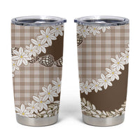 Brown Hawaii Tiare and Shell Lei Tumbler Cup Hawaiian Palaka Luxury Vibes LT14 Brown - Polynesian Pride