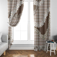 Brown Hawaii Tiare and Shell Lei Window Curtain Hawaiian Palaka Luxury Vibes - Polynesian Pride
