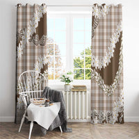 Brown Hawaii Tiare and Shell Lei Window Curtain Hawaiian Palaka Luxury Vibes - Polynesian Pride