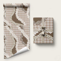 Brown Hawaii Tiare and Shell Lei Wrapping Paper Hawaiian Palaka Luxury Vibes - Polynesian Pride