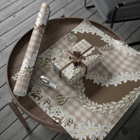 Brown Hawaii Tiare and Shell Lei Wrapping Paper Hawaiian Palaka Luxury Vibes - Polynesian Pride