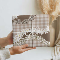 Brown Hawaii Tiare and Shell Lei Wrapping Paper Hawaiian Palaka Luxury Vibes - Polynesian Pride