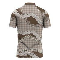 Brown Hawaii Tiare and Shell Lei Zipper Polo Shirt Hawaiian Palaka Luxury Vibes LT14 - Polynesian Pride