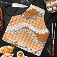 Orange Hawaii Tiare and Shell Lei Apron Hawaiian Palaka Luxury Vibes - Polynesian Pride
