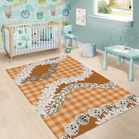 Orange Hawaii Tiare and Shell Lei Area Rug Hawaiian Palaka Luxury Vibes LT14 - Polynesian Pride