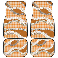 Orange Hawaii Tiare and Shell Lei Car Mats Hawaiian Palaka Luxury Vibes - Polynesian Pride