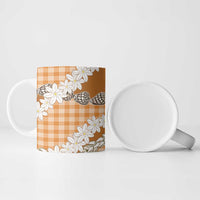 Orange Hawaii Tiare and Shell Lei Ceramic Mug Hawaiian Palaka Luxury Vibes - Polynesian Pride