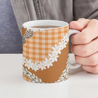 Orange Hawaii Tiare and Shell Lei Ceramic Mug Hawaiian Palaka Luxury Vibes - Polynesian Pride