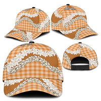Orange Hawaii Tiare and Shell Lei Classic Cap Hawaiian Palaka Luxury Vibes - Polynesian Pride