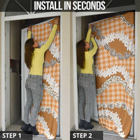 Orange Hawaii Tiare and Shell Lei Door Cover Hawaiian Palaka Luxury Vibes - Polynesian Pride