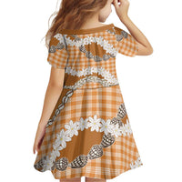 Orange Hawaii Tiare and Shell Lei Family Matching Off Shoulder Short Dress and Hawaiian Shirt Hawaiian Palaka Luxury Vibes LT14 - Polynesian Pride