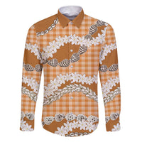 Orange Hawaii Tiare and Shell Lei Family Matching Short Sleeve Bodycon Dress and Hawaiian Shirt Hawaiian Palaka Luxury Vibes - Polynesian Pride