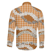 Orange Hawaii Tiare and Shell Lei Family Matching Short Sleeve Bodycon Dress and Hawaiian Shirt Hawaiian Palaka Luxury Vibes LT14 - Polynesian Pride