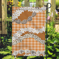 Orange Hawaii Tiare and Shell Lei Garden Flag Hawaiian Palaka Luxury Vibes LT14 Garden Flag Orange - Polynesian Pride