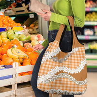 Orange Hawaii Tiare and Shell Lei Grocery Bag Hawaiian Palaka Luxury Vibes - Polynesian Pride