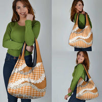 Orange Hawaii Tiare and Shell Lei Grocery Bag Hawaiian Palaka Luxury Vibes - Polynesian Pride