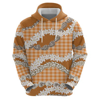 Orange Hawaii Tiare and Shell Lei Hoodie Hawaiian Palaka Luxury Vibes - Polynesian Pride