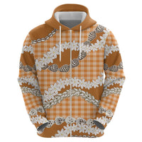 Orange Hawaii Tiare and Shell Lei Hoodie Hawaiian Palaka Luxury Vibes - Polynesian Pride