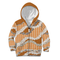 Orange Hawaii Tiare and Shell Lei Kid Hoodie Hawaiian Palaka Luxury Vibes - Polynesian Pride