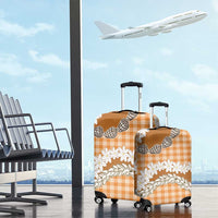 Orange Hawaii Tiare and Shell Lei Luggage Cover Hawaiian Palaka Luxury Vibes - Polynesian Pride