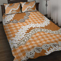 Orange Hawaii Tiare and Shell Lei Quilt Bed Set Hawaiian Palaka Luxury Vibes LT14 Orange - Polynesian Pride
