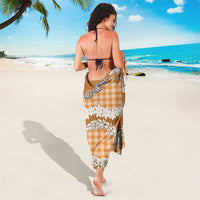 Orange Hawaii Tiare and Shell Lei Sarong Hawaiian Palaka Luxury Vibes LT14 - Polynesian Pride