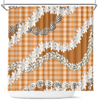 Orange Hawaii Tiare and Shell Lei Shower Curtain Hawaiian Palaka Luxury Vibes - Polynesian Pride