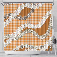 Orange Hawaii Tiare and Shell Lei Shower Curtain Hawaiian Palaka Luxury Vibes - Polynesian Pride
