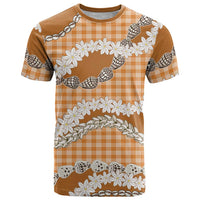 Orange Hawaii Tiare and Shell Lei T Shirt Hawaiian Palaka Luxury Vibes - Polynesian Pride