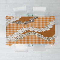 Orange Hawaii Tiare and Shell Lei Tablecloth Hawaiian Palaka Luxury Vibes - Polynesian Pride