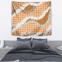 Orange Hawaii Tiare and Shell Lei Tapestry Hawaiian Palaka Luxury Vibes - Polynesian Pride