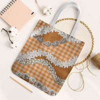 Orange Hawaii Tiare and Shell Lei Tote Bag Hawaiian Palaka Luxury Vibes - Polynesian Pride