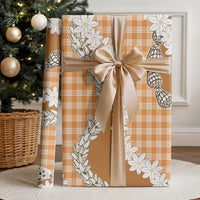 Orange Hawaii Tiare and Shell Lei Wrapping Paper Hawaiian Palaka Luxury Vibes - Polynesian Pride